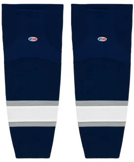 Athletic Knit (AK) HS2100-370 2002 Edmonton Oilers Third Navy Mesh Ice Hockey Socks