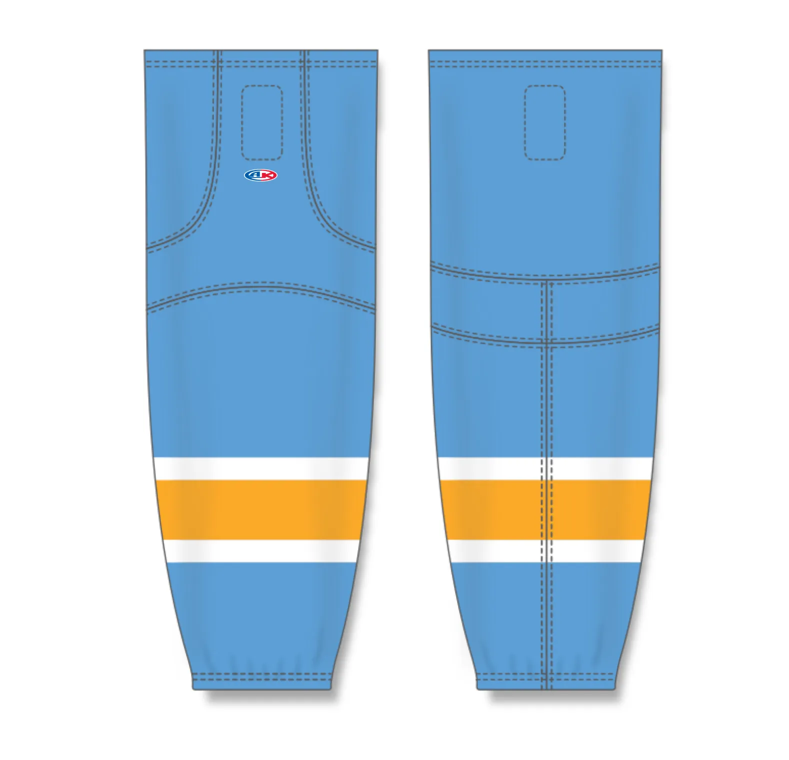 Athletic Knit (AK) HS2100-473 Sky Blue/White/Gold Mesh Ice Hockey Socks