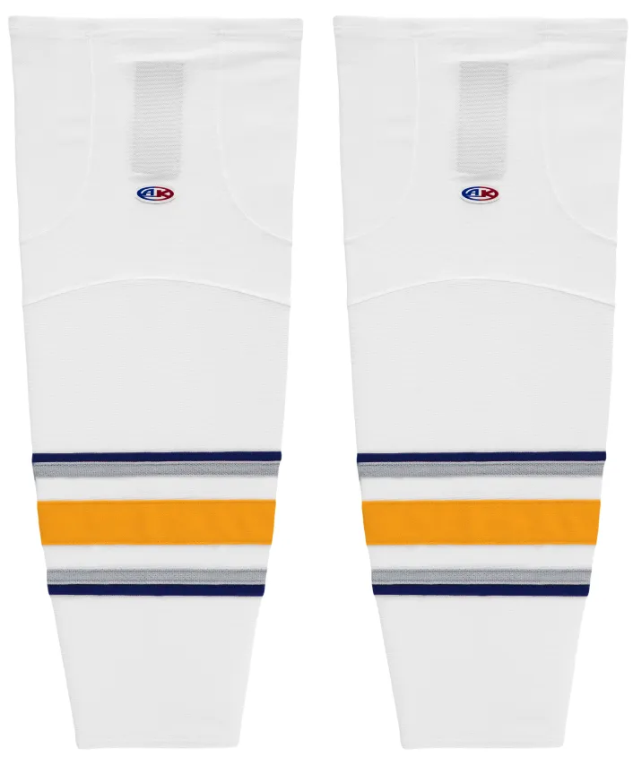 Athletic Knit (AK) HS2100-811 2009 Buffalo Sabres Third White Mesh Ice Hockey Socks