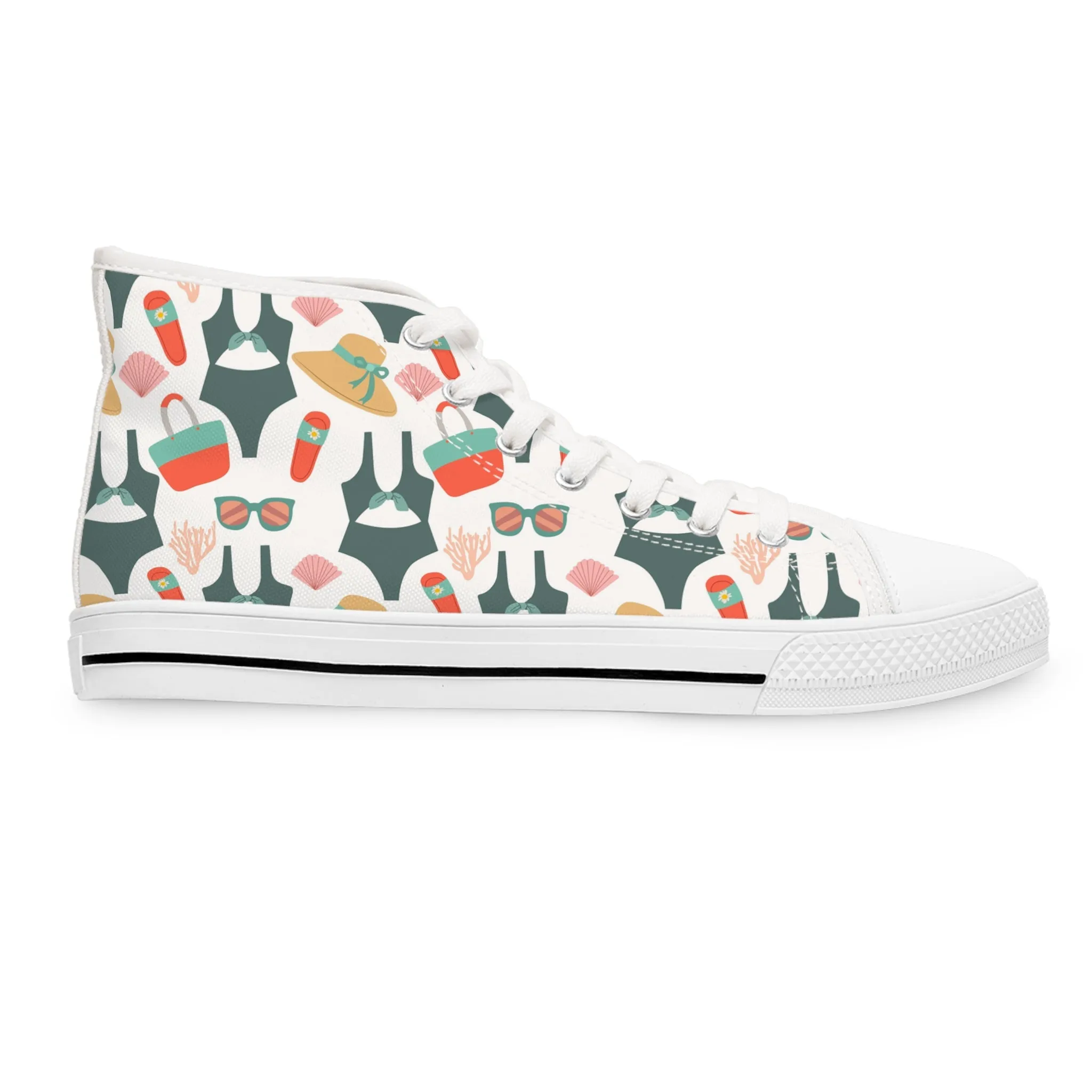 Beach Bag Pattern Women's High Top Sneakers