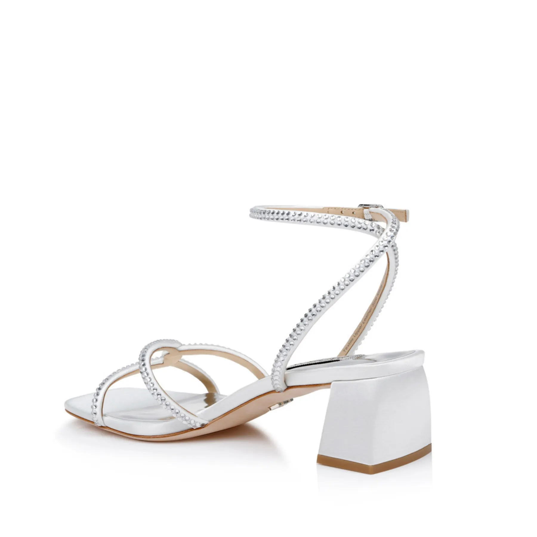 Brisa - Low Block Heeled Sandal with Crystal Straps - Soft White