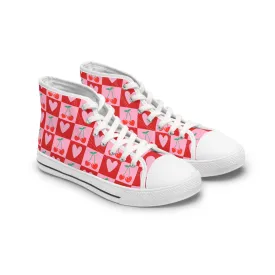 Cherry and Hearts Women's High Top Sneakers