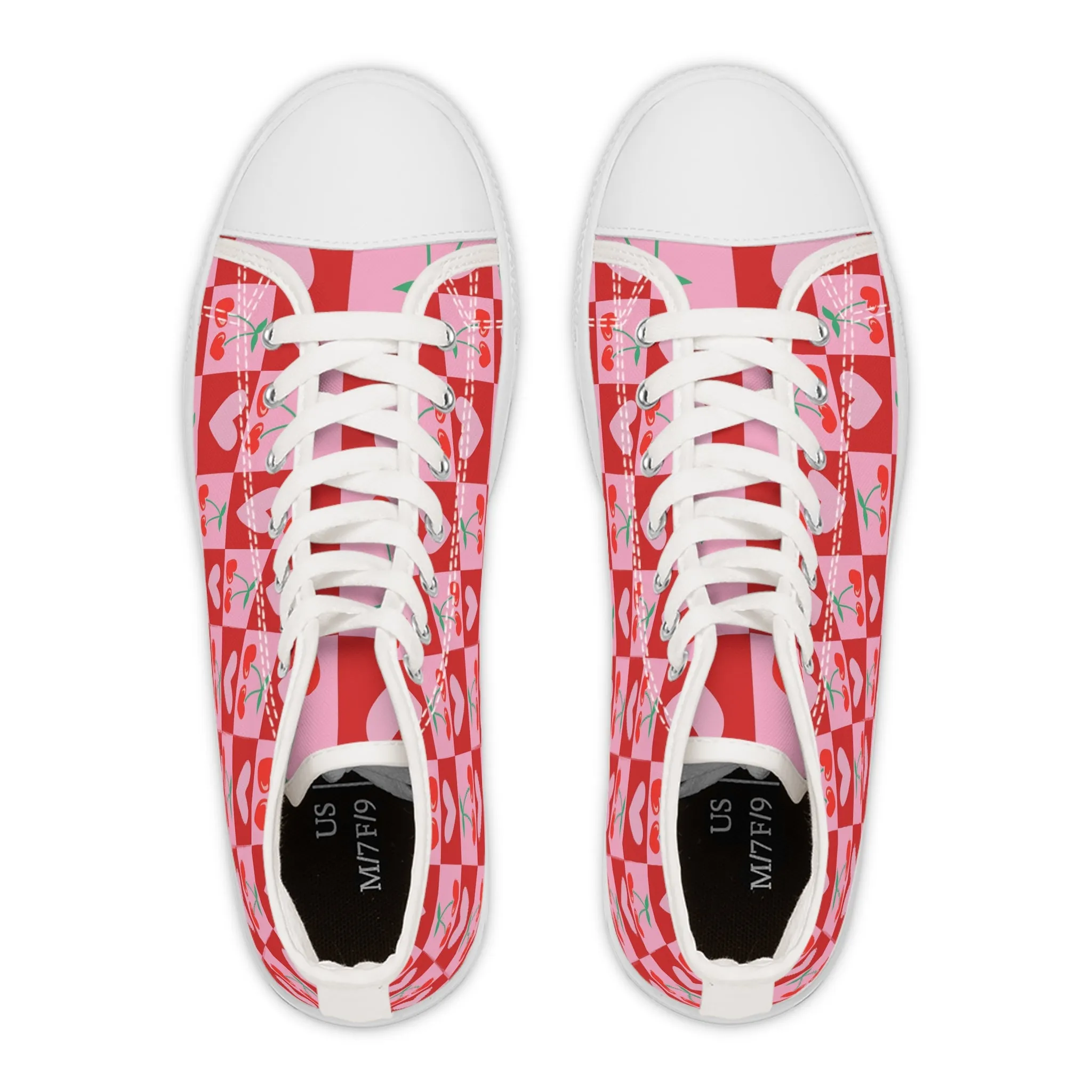 Cherry and Hearts Women's High Top Sneakers