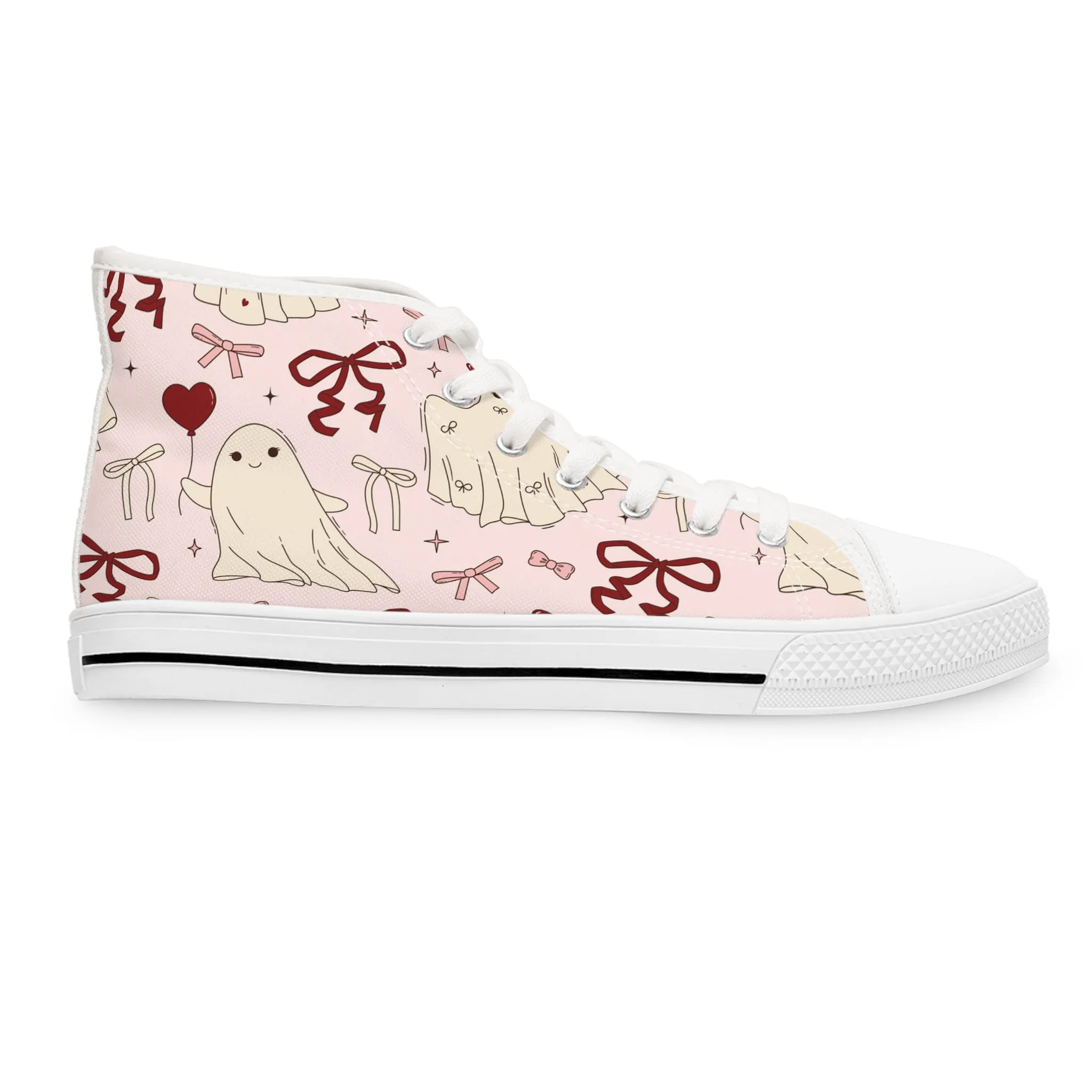 Cute Ghost Pink Background Women's High Top Sneakers