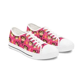 Cute Monkey and Banana Women's Low Top Sneakers