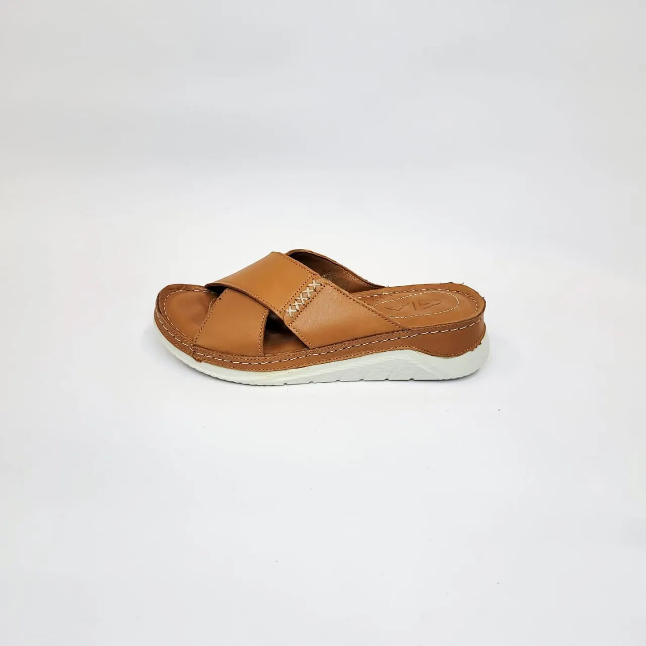 Gia tan leather cross strap slip on sandal