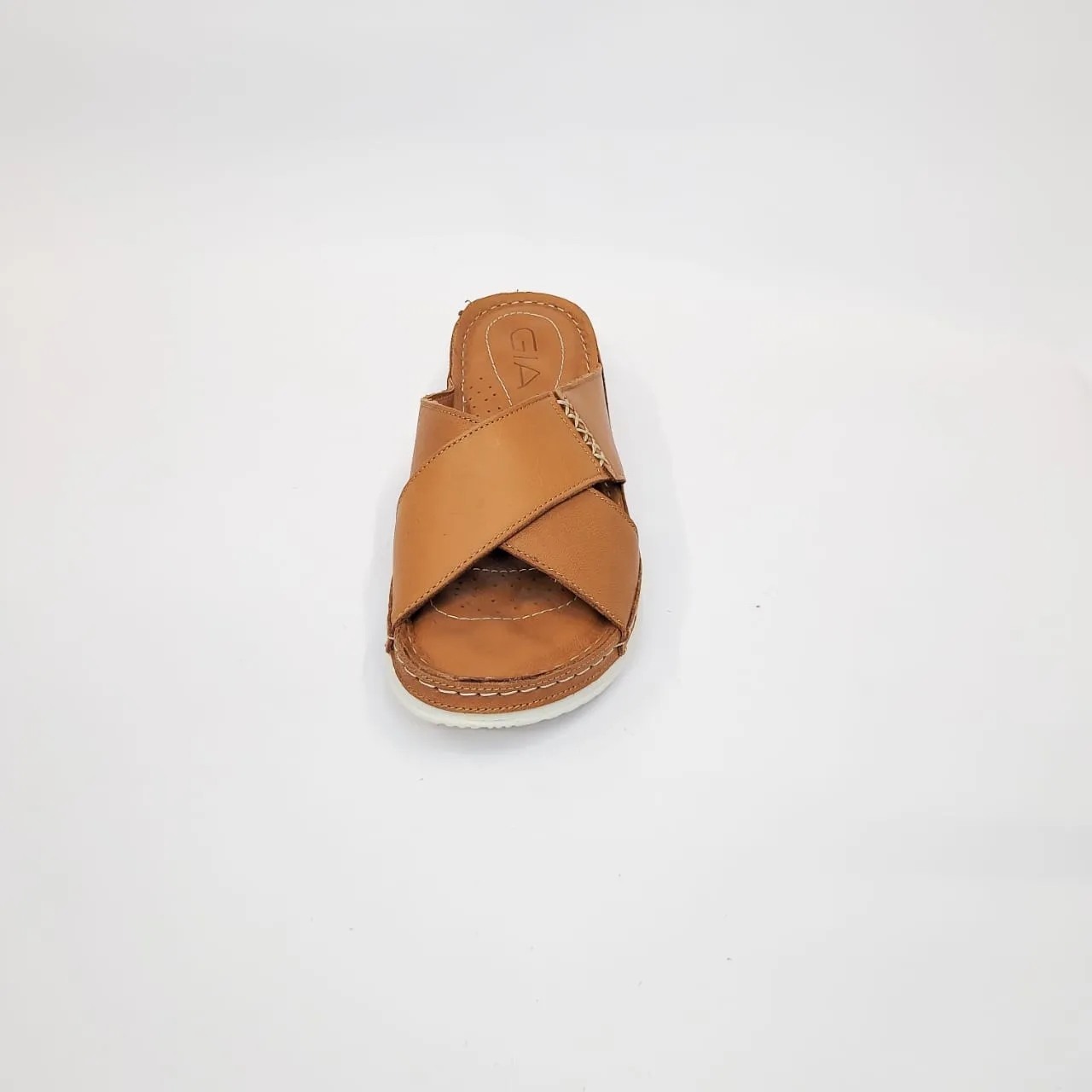 Gia tan leather cross strap slip on sandal