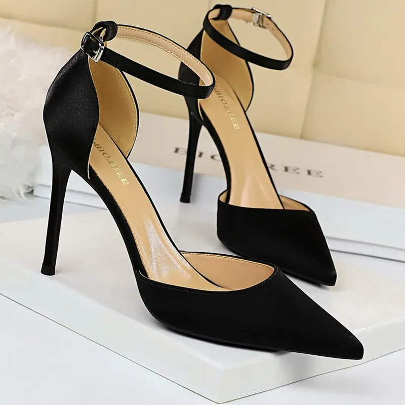 Graduation Gift Shoes Sexy High Heels Metal Buckle Women Shoes 11 Cm Women Heels Party Shoes Stiletto Heels Fish Mouth Women Sandals