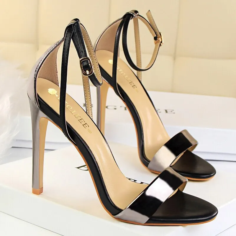 Graduation Gift Shoes Sexy High Heels Metal Buckle Women Shoes 11 Cm Women Heels Party Shoes Stiletto Heels Fish Mouth Women Sandals