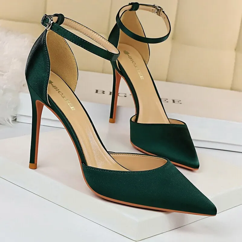 Graduation Gift Shoes Sexy High Heels Metal Buckle Women Shoes 11 Cm Women Heels Party Shoes Stiletto Heels Fish Mouth Women Sandals