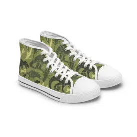 Green Camouflage Dinosaur Women's High Top Sneakers