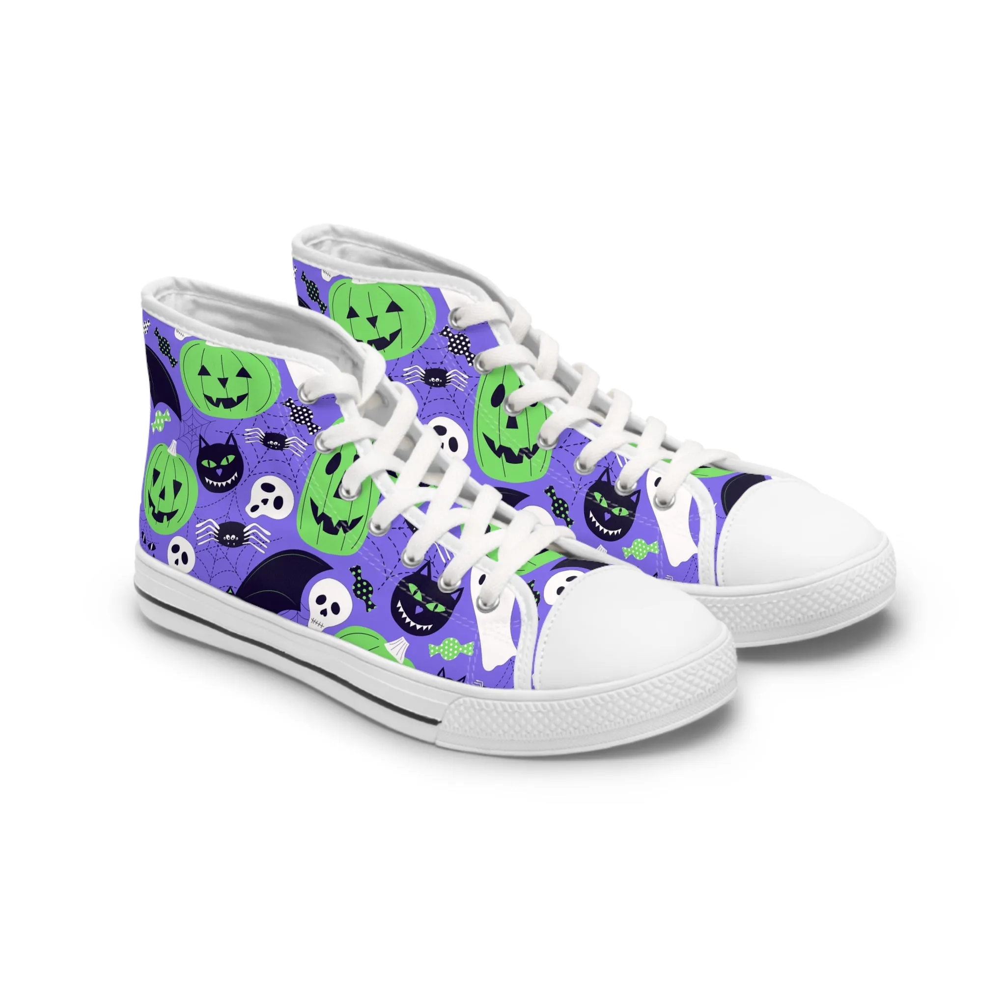 Halloween Pumpkin and Black Kitty Women's High Top Sneakers