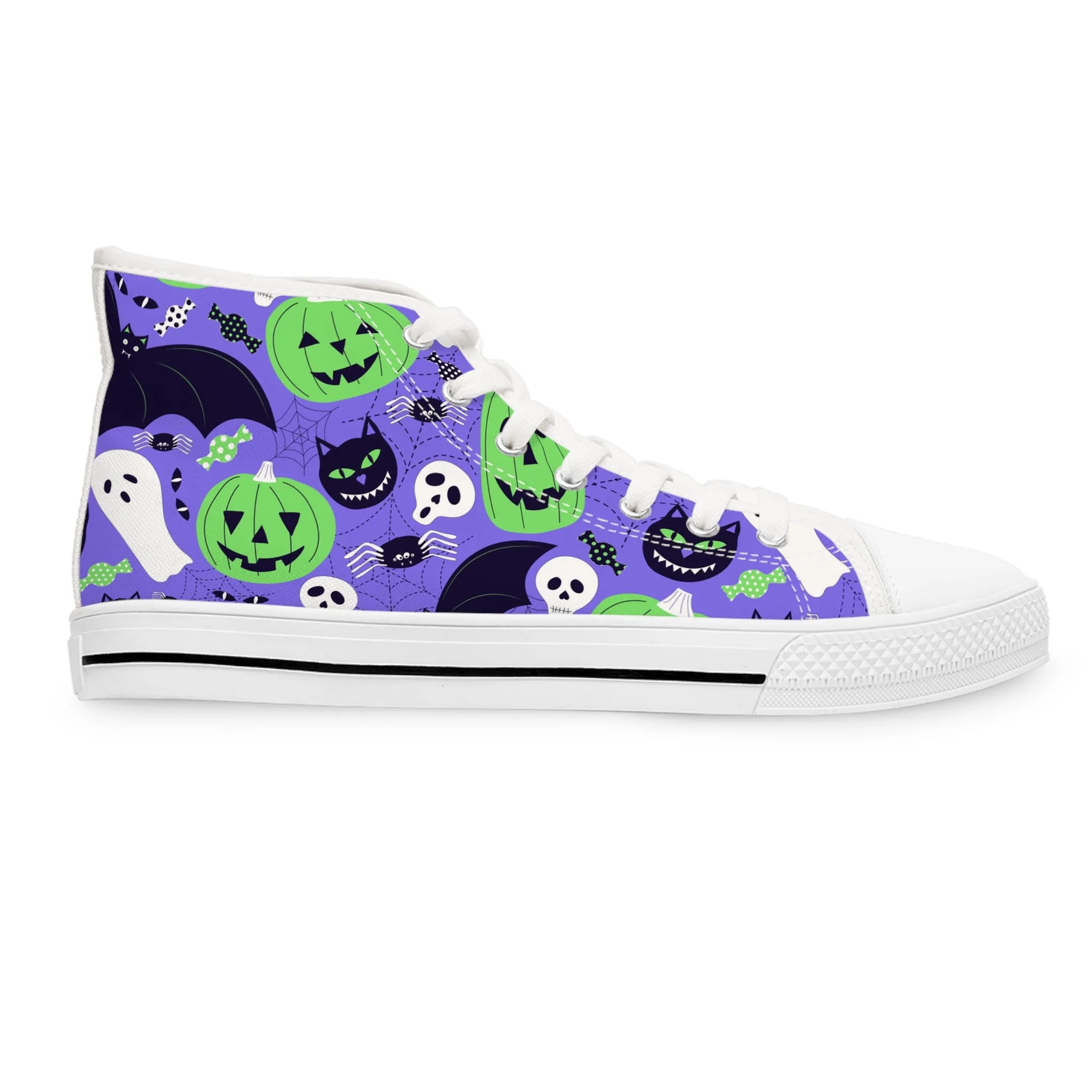 Halloween Pumpkin and Black Kitty Women's High Top Sneakers