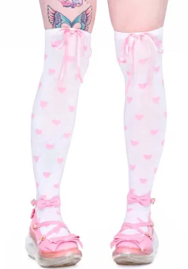 Heavenly Heart [White/Pink] | OVER KNEE SOCKS