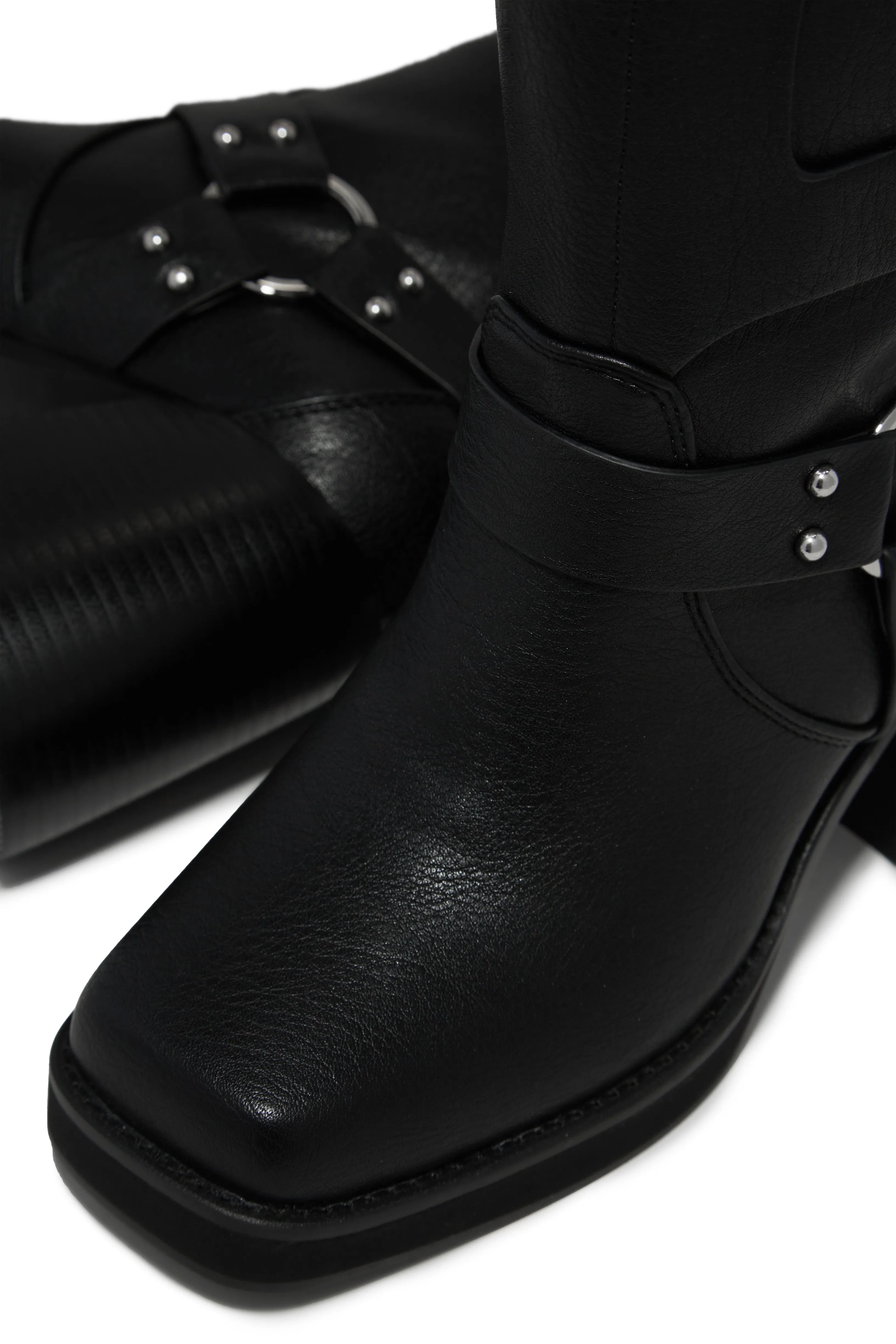 Imani Moto Block Heel Boots - Black