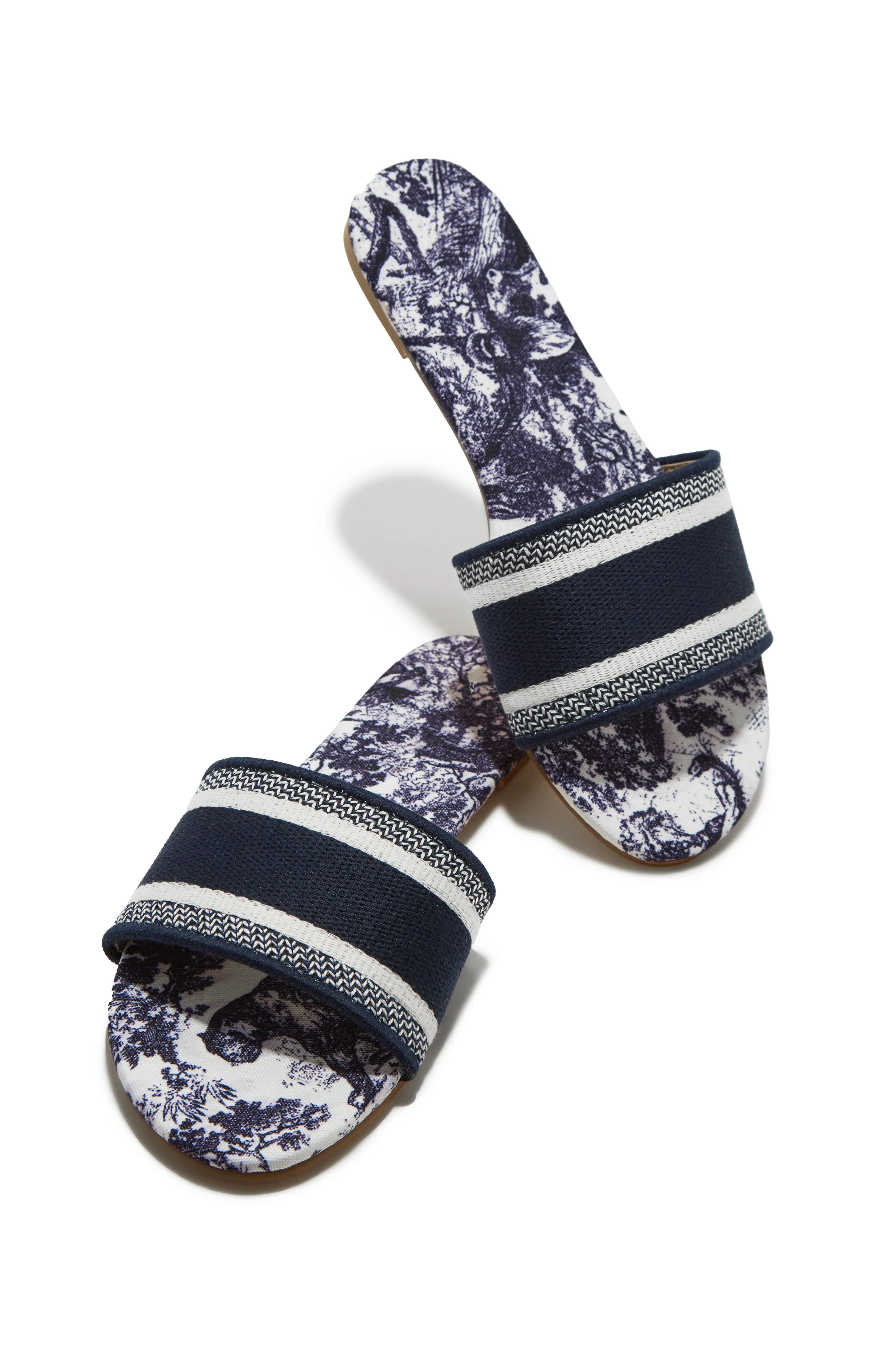 Island Oasis Slip On Sandals - Navy