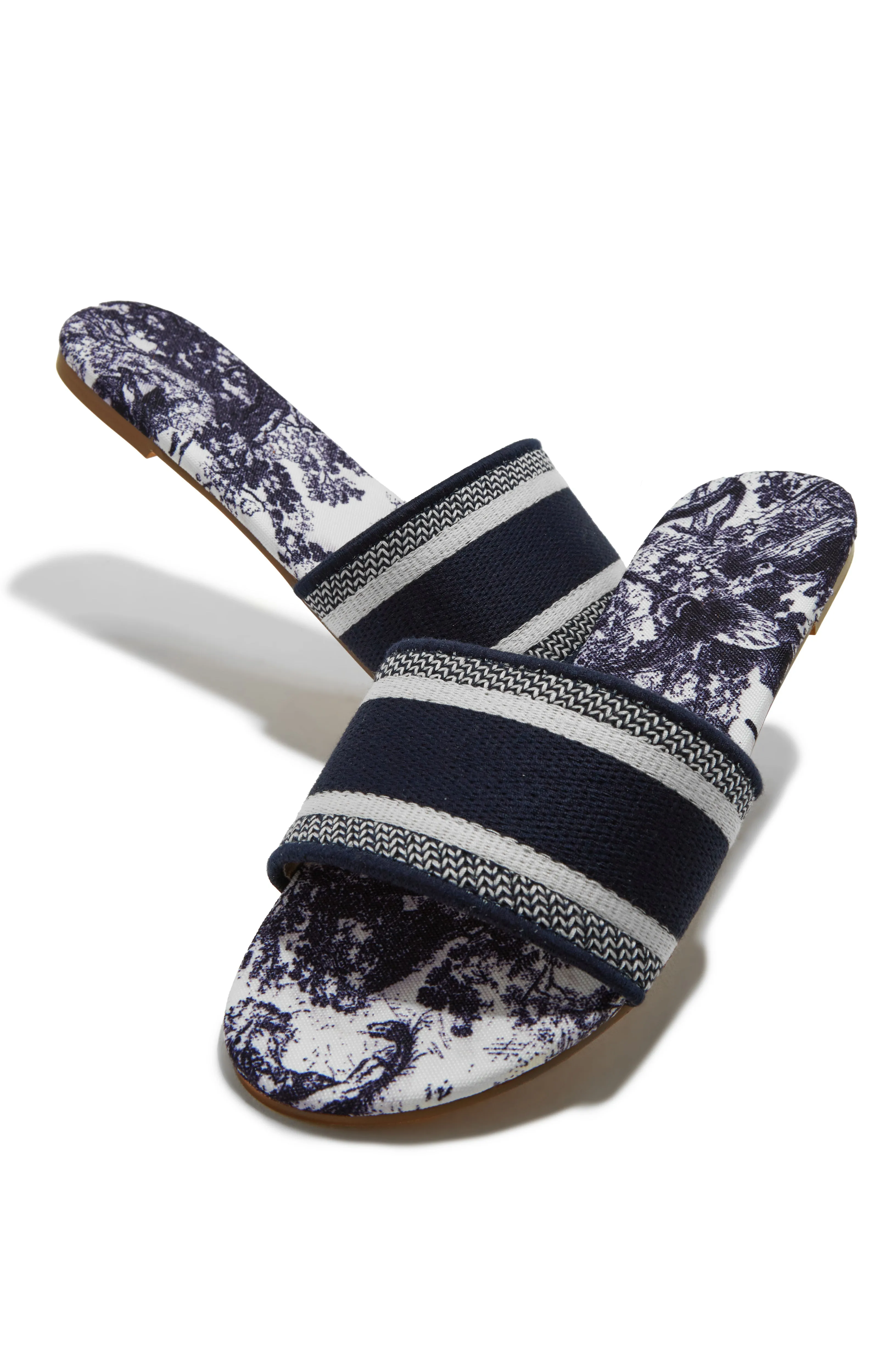 Island Oasis Slip On Sandals - Navy