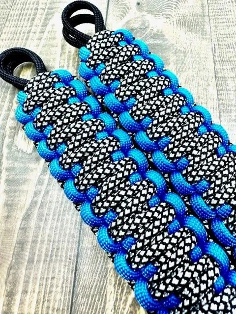 Krawlergrips Silver Diamonds Colonial Blue Paracord Grab Handle