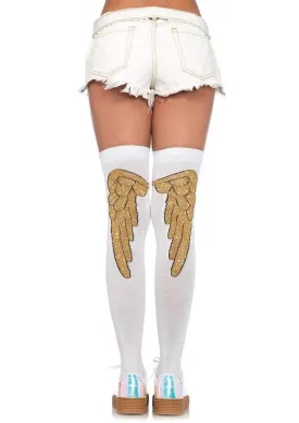 Leg Avenue Lurex Angel Wing Over The Knee Socks