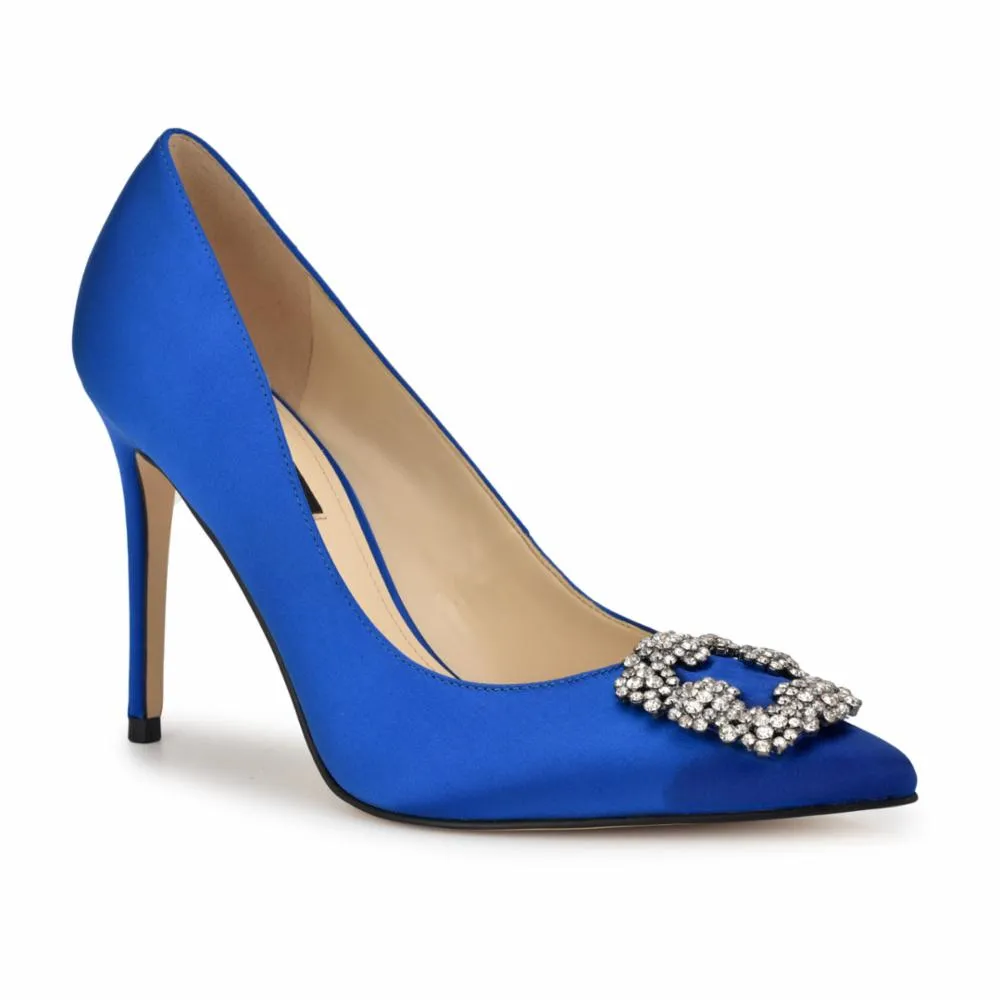 Nine West Women's Fronz2 Bright Blue1146/Crystal Satin M