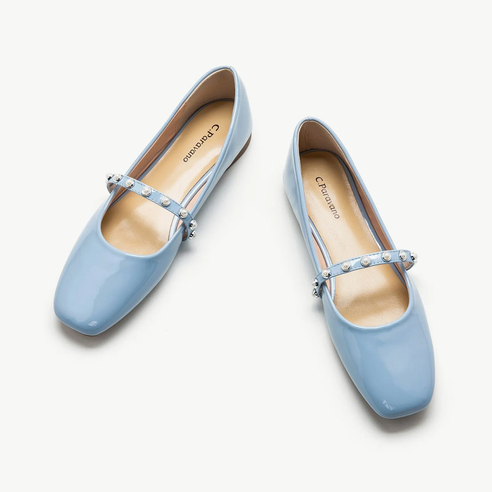 Patent Pearl-Strap Mary Jane (Clara) Blue