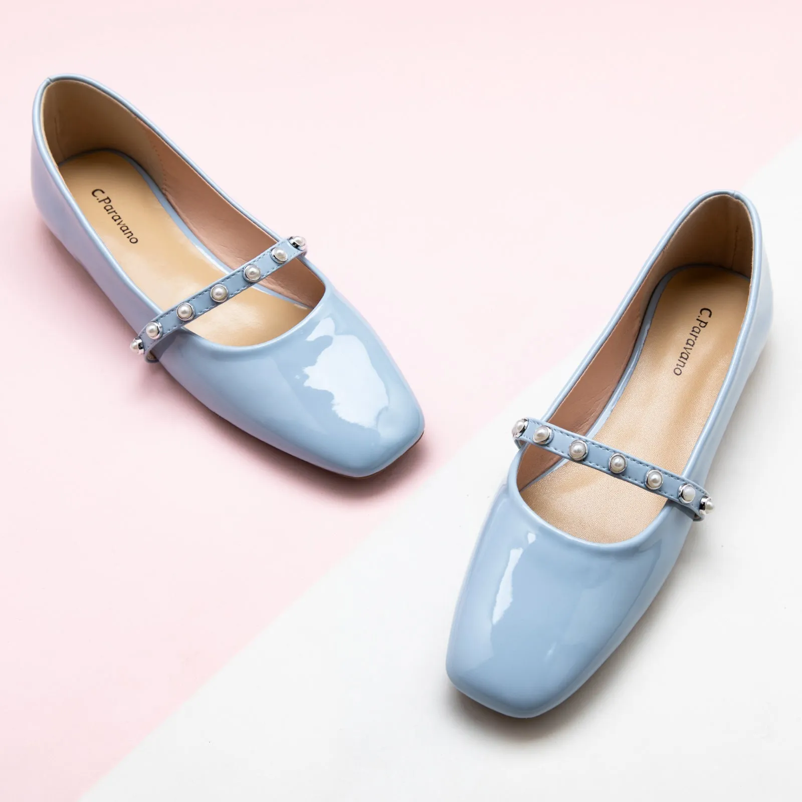 Patent Pearl-Strap Mary Jane (Clara) Blue