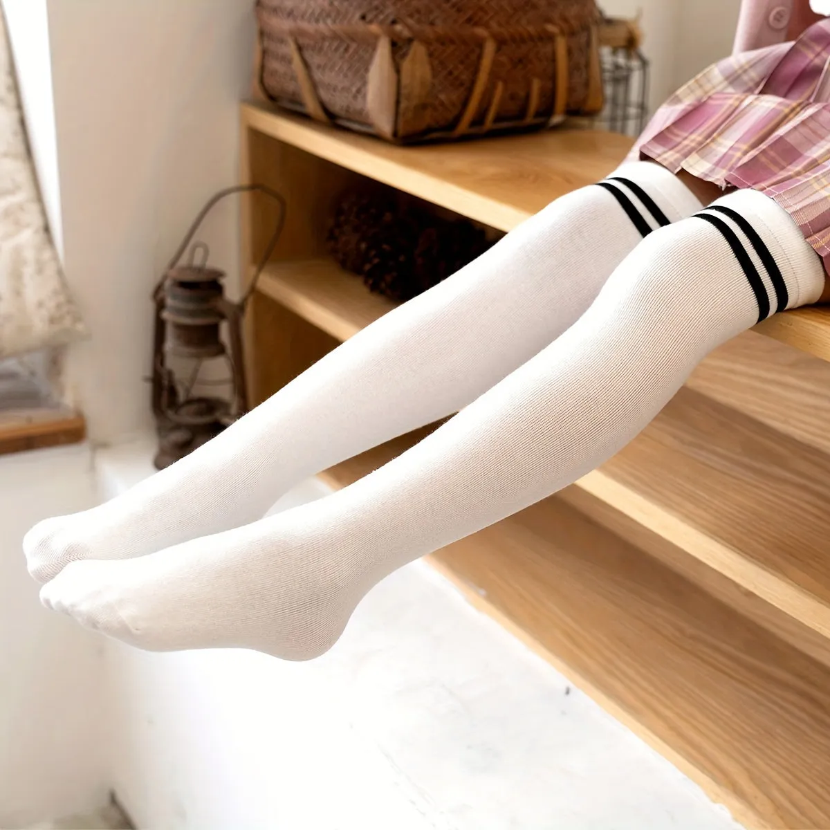 Preppy Striped Knee High Socks Trendy Comfortable Girls Accessories