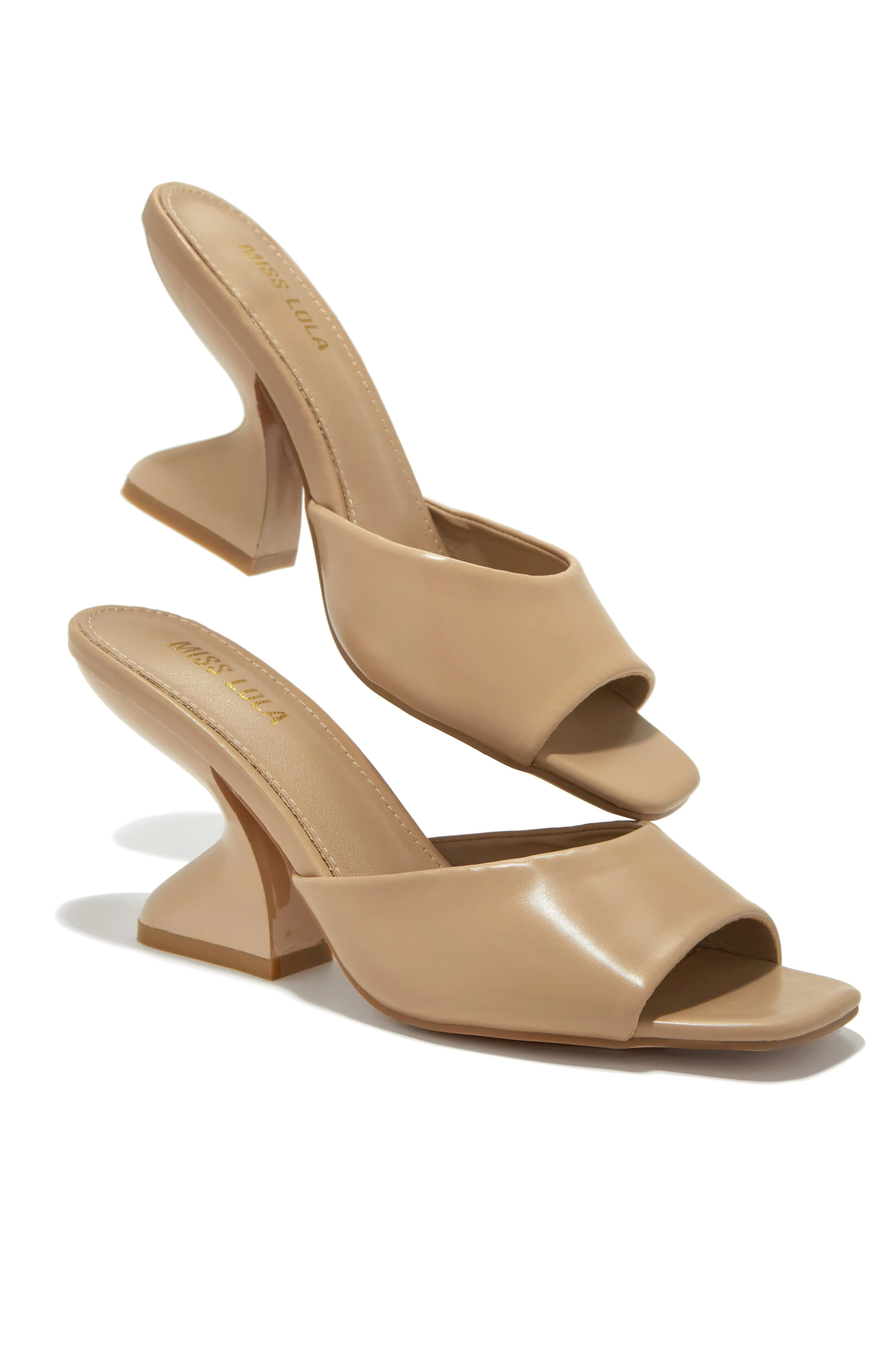 Racquel Mid Heel Mules - Nude