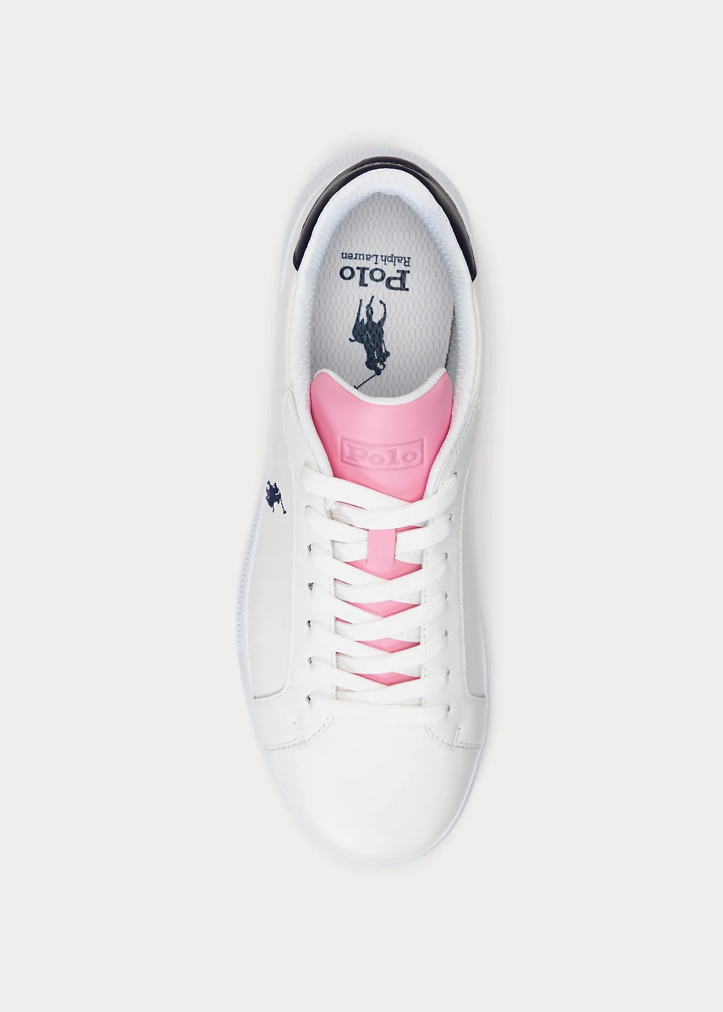 Ralph Lauren Heritage Court II Leather Trainer | White/Navy/Pink