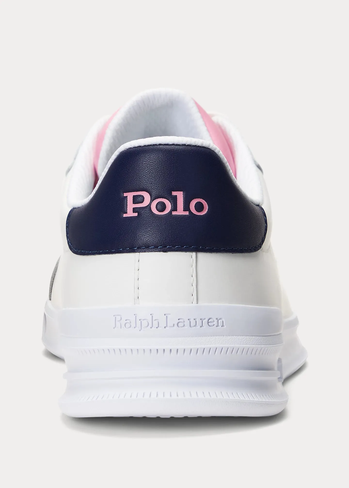 Ralph Lauren Heritage Court II Leather Trainer | White/Navy/Pink