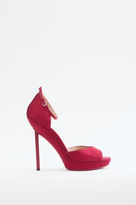 Red Satin Platform Heel