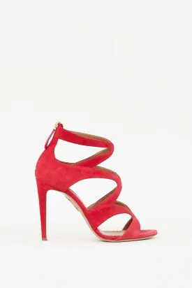 Red Suede Cage Melissa 105 Heel