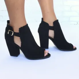 Rough Around The Edges Suede Black Booties