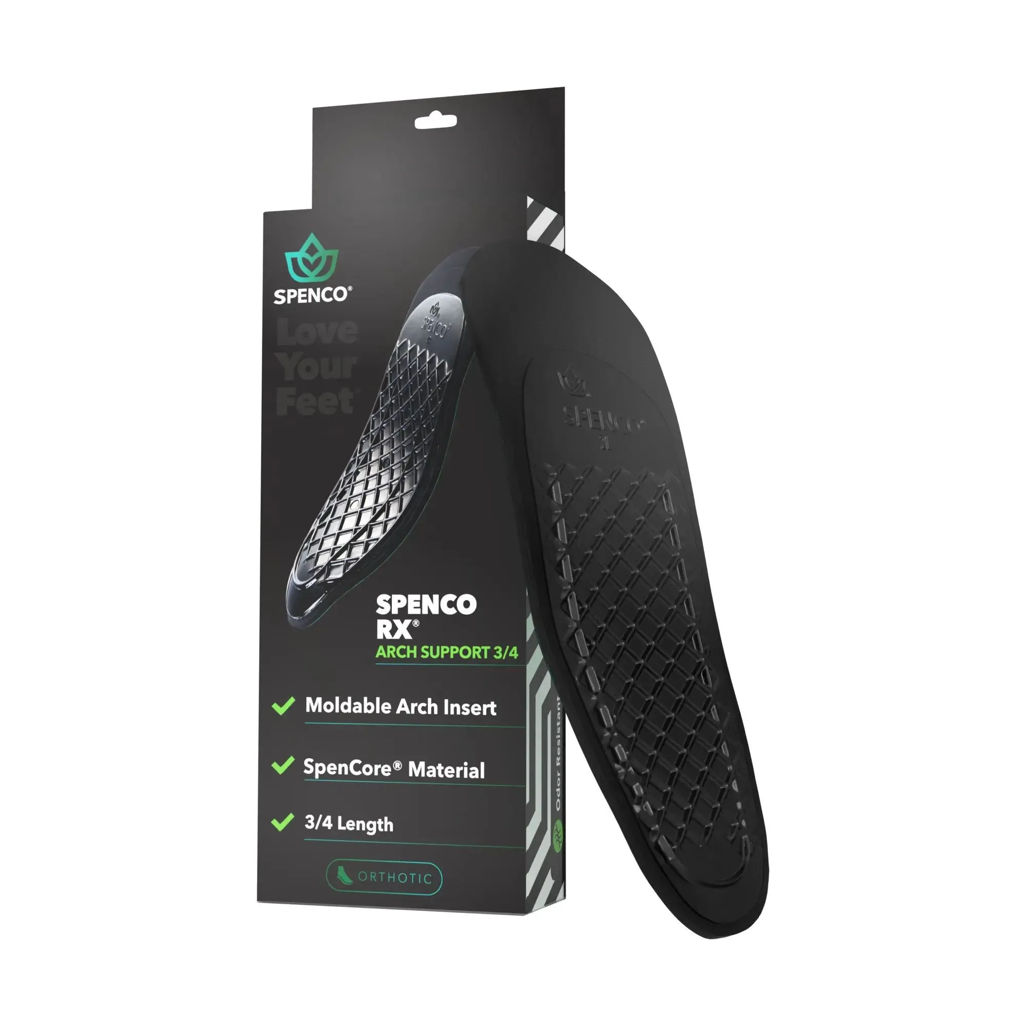 SPENCO ORTHOTIC ARCH 3/4 LENGTH INSOLE