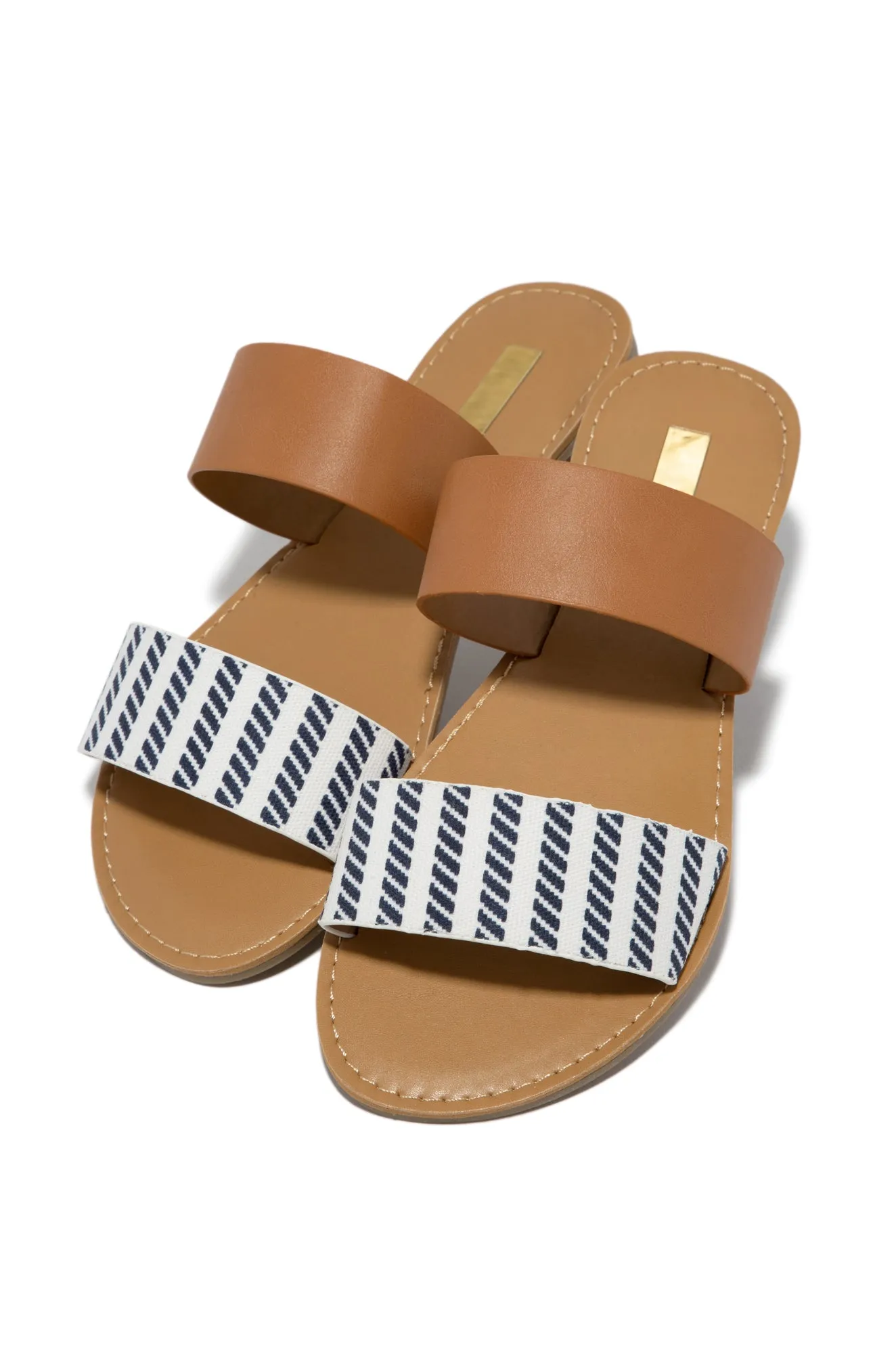 Spring Breaker Flat Slip On Sandals - Tan Multi