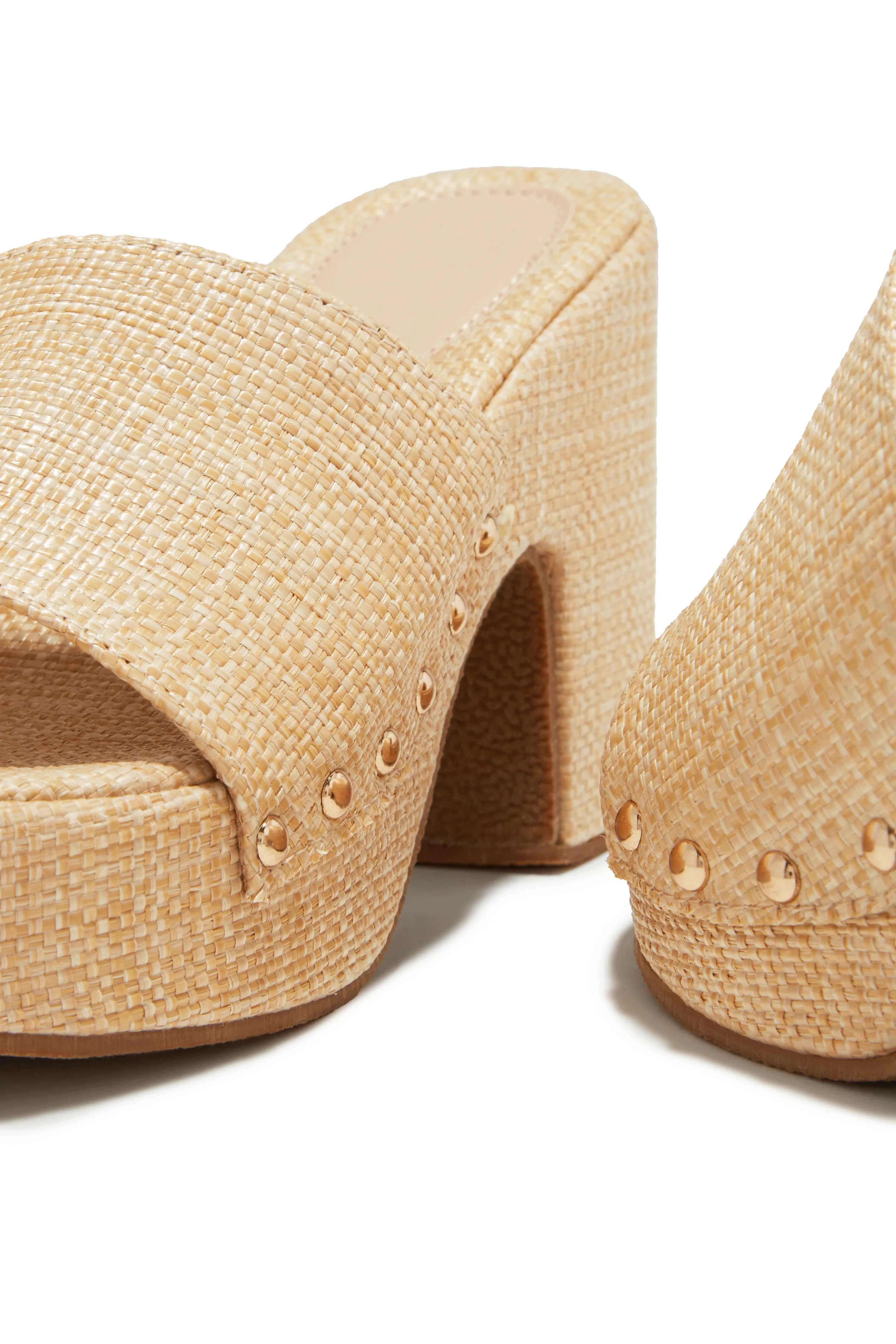 Talya Platform Block Heel Mules - Natural