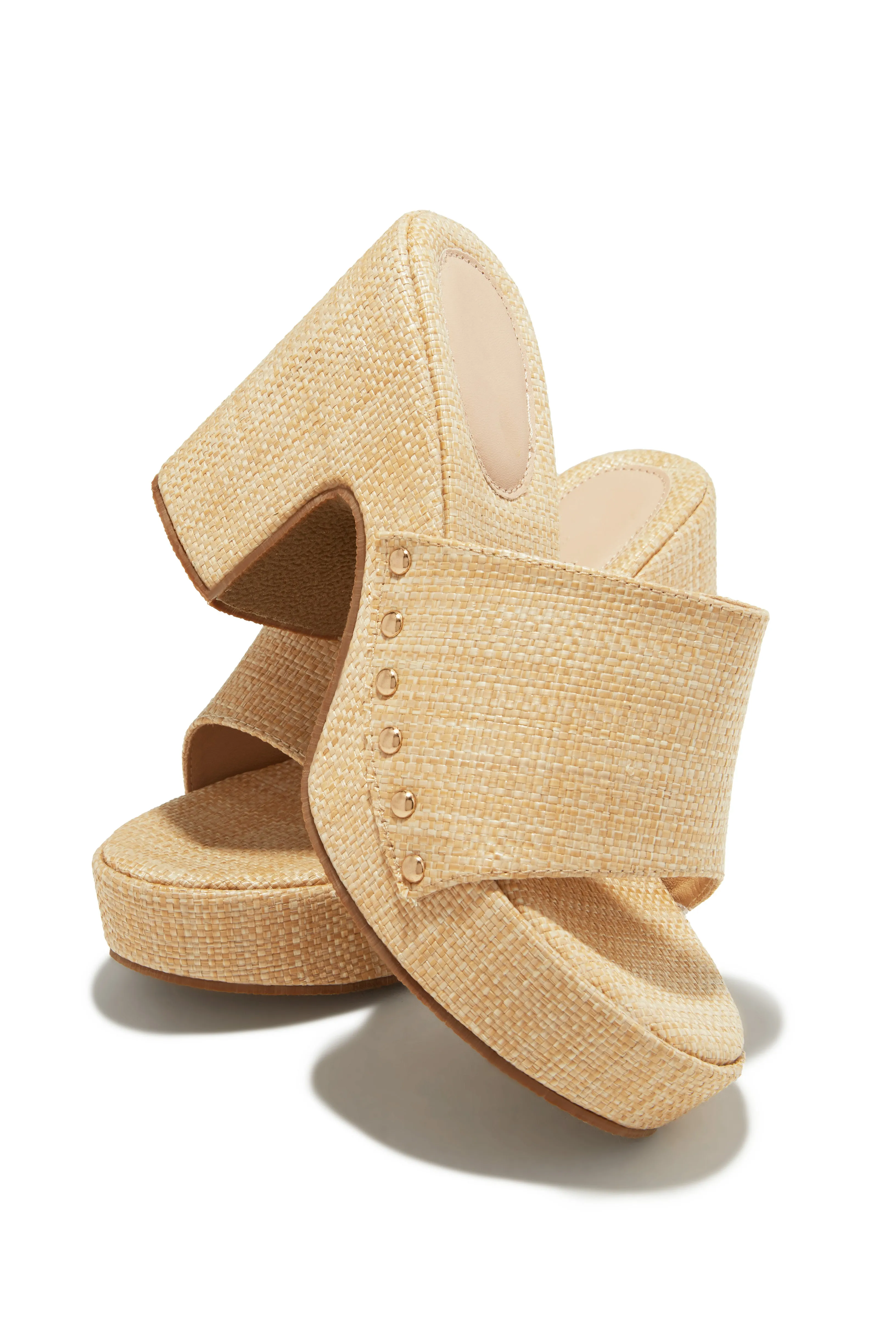 Talya Platform Block Heel Mules - Natural