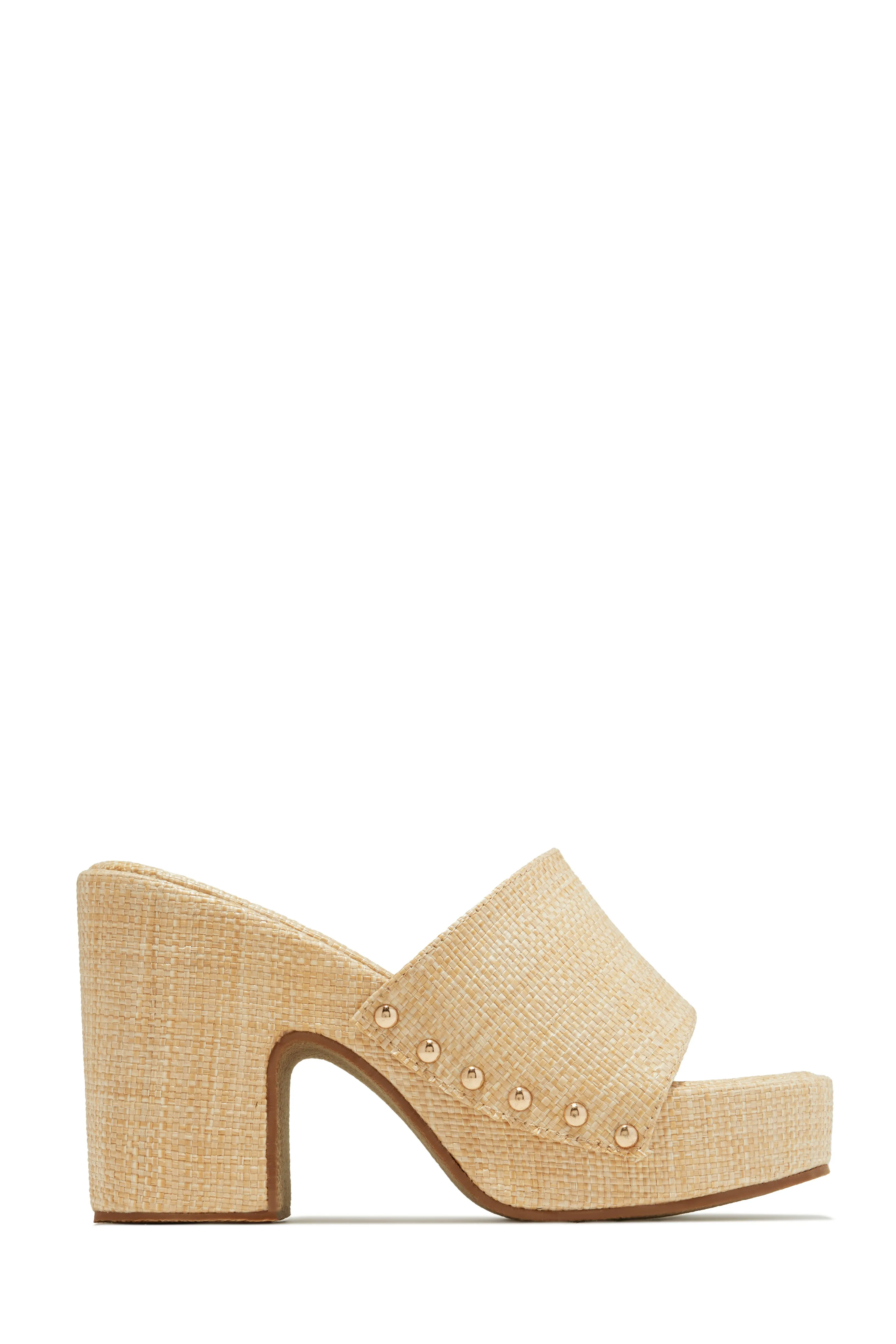 Talya Platform Block Heel Mules - Natural