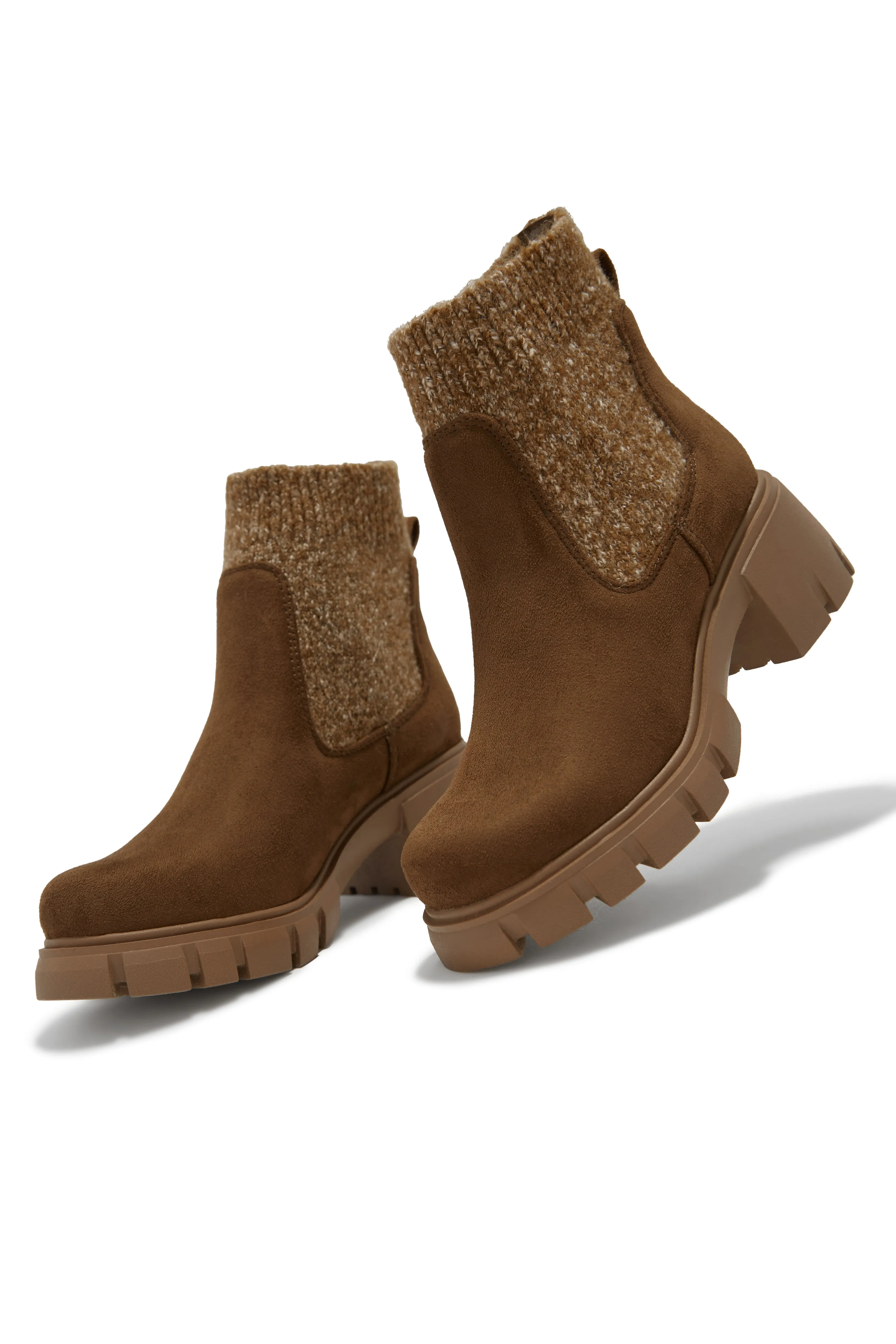 Winter Dreams Block Heel Ankle Boots - Brown