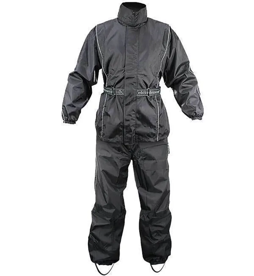 Xelement RN4760 Men's Black 2-Piece Motorcycle Rain Suit with Boot Straps